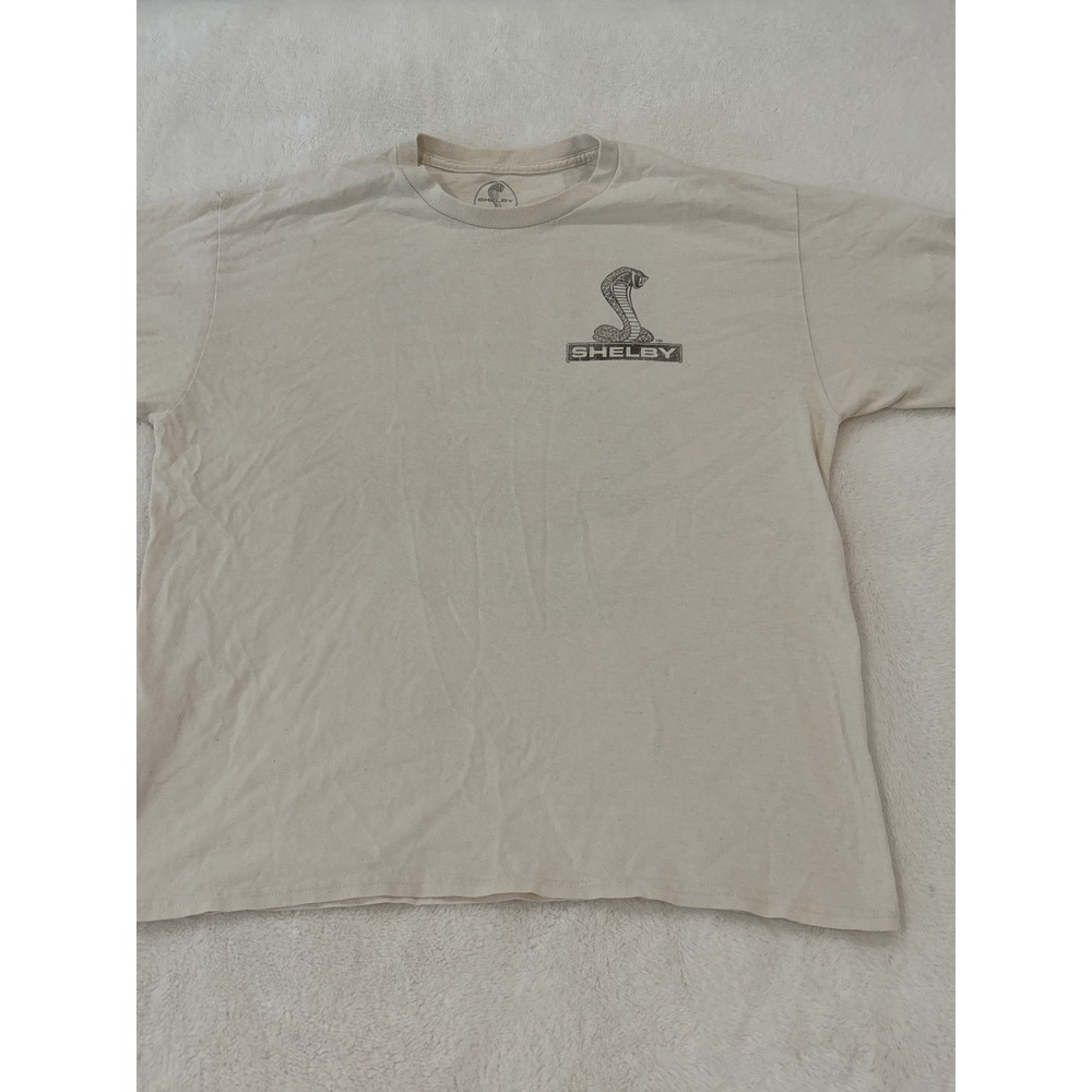 Shelby GT 350 Carroll Shelby Mens Graphic T-Shirt Tan Cobra Mustang Large L